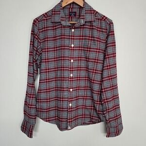 UNTUCKit Cabero Shirt Mens Small Red Grey Plaid Slim Fit Flannel Button Down